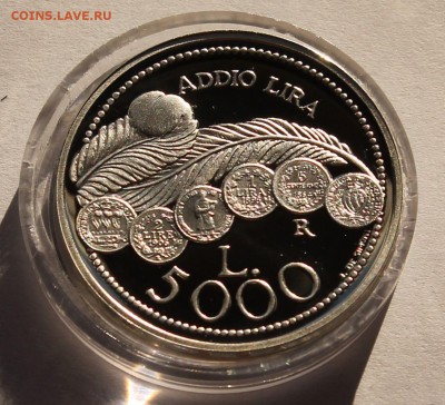 Сан Марино 5 000 лир 2001.Прощай, лира! СЕРЕБРО.РАСПРОДАЖА. - 3