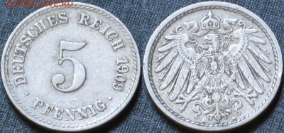 Германия 5 пфеннингов 1909 A - Германия 5 рейхспфеннингов  1909 A.JPG