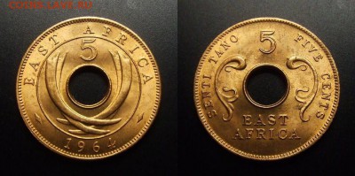 МОНЕТЫ МИРА 01-17 - Брит. Восточная Африка – 5 центов (1964) бронза (aUNC)