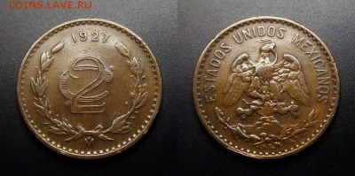МОНЕТЫ МИРА 01-17 - Мексика – 2 сентаво (1927) бронза №1