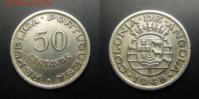 МОНЕТЫ МИРА 01-17 - Португ. Ангола (колония) – 50 сентаво (1948) «300-летие Революции 1648 года»