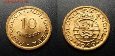 МОНЕТЫ МИРА 01-17 - Португ. Ангола (колония) – 10 сентаво (1949) «300-летие Революции 1648 года»