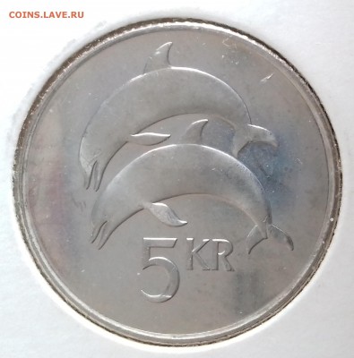 ИСЛАНДИЯ 5 крон 1996 Два дельфина UNC до 17 фев. 22-00 мск - ИСЛАНДИЯ 5 крон 1996 20170114_143932