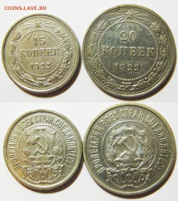 Билон. 15 и 20 копеек 1922 года. До 16.02 В 22-00МСК - 1922 год