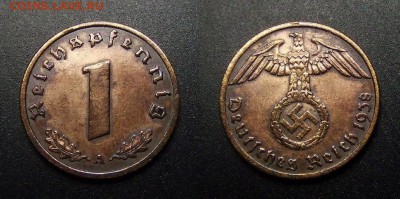 МОНЕТЫ МИРА 01-17 - Германия (3-й Рейх) – 1 рейхспфенниг (1938 А) бронза №2