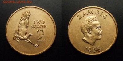 МОНЕТЫ МИРА 01-17 - Замбия – 2 нгве (1968) «Орёл» (XF) №1