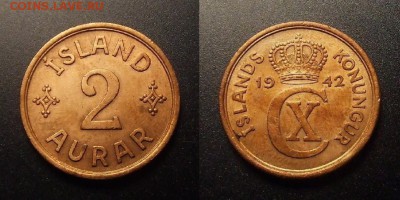 МОНЕТЫ МИРА 01-17 - Исландия (Дания) – 2 эйре (1942) (XF) №4