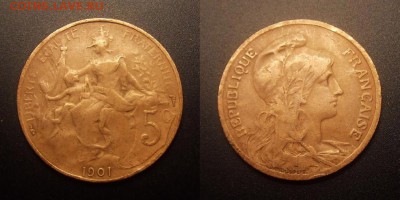 МОНЕТЫ МИРА 01-17 - Франция – 5 сантимов (1901) бронза