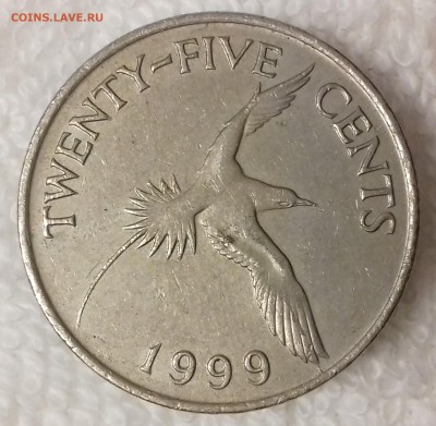 БЕРМУДСКИЕ О-ВА 25 центов 1999 Птица до 18 фев. 22-00 мск - БЕРМУДЫ 25 центов 1999 -34-20170111_215248