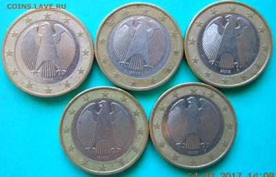 1 евро ФРГ 2002г. 5 монет 5 монетных дворов. - DSCN8559.JPG