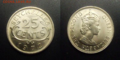 МОНЕТЫ МИРА 01-17 - Брит. Сейшелы – 25 центов (1972) медь-ник.