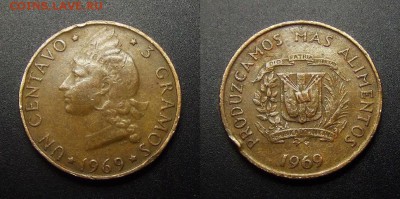МОНЕТЫ МИРА 01-17 - Доминиканская Республика – 1 сентаво (1969) «ФАО» бронза
