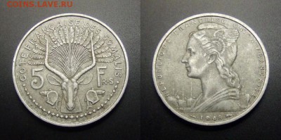 МОНЕТЫ МИРА 01-17 - Франц. Сомали – 5 франков (1948) алюм. (d-31мм) (XF)