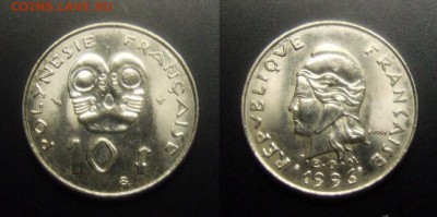 МОНЕТЫ МИРА 01-17 - Франц. Полинезия – 10 франков (1996) «Голова идола (набалдашник на трость)»