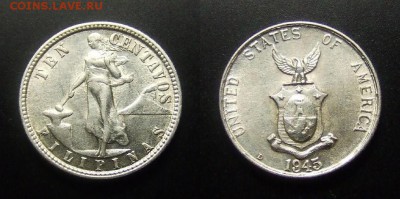 МОНЕТЫ МИРА 01-17 - Филиппины (США) – 10 сентаво (1945 D) (Ag) №3