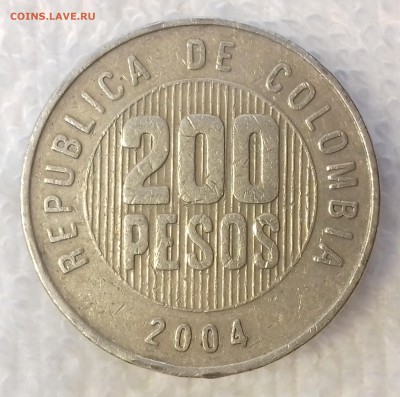 КОЛУМБИЯ 200 песо 2004 Крест Кимбая до 18 фев. 22-00 мск - КОЛУМБИЯ 200 песо 2004-1172-20170214_122326