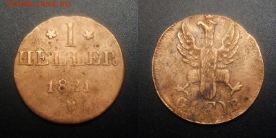 МОНЕТЫ МИРА 01-17 - Германия (Франкфурт) – 1 геллер (1821) медь
