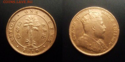МОНЕТЫ МИРА 01-17 - Брит. Цейлон – 1 цент (1910) «Пальма; Эдуард VII»