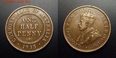 МОНЕТЫ МИРА 01-17 - Австралия – 0,5 пенни (1935) «Георг V»