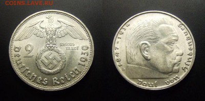 МОНЕТЫ МИРА 01-17 - Германия (3-й Рейх) – 2 марки (1939 D) (Ag) (XF)