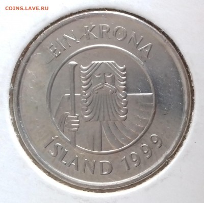 ИСЛАНДИЯ 1 крона 1999 Треска UNC до 19 фев. 22-00 мск - ИСЛАНДИЯ 1 крона 1999 -132-20170114_143852