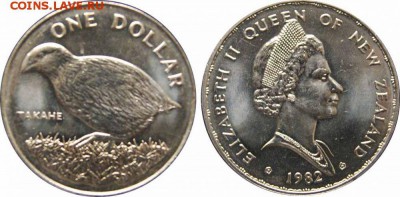 Новая Зеландия 1$ доллар 1982 Птица Такахе Крона Шайба - 15