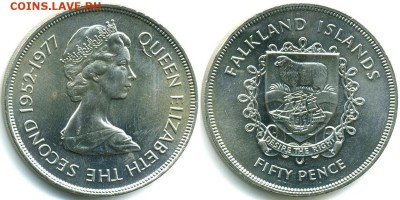 Крона Фолклендские острова 50 пенсов 1977 25 лет Правления - 5473b25c3fbc0