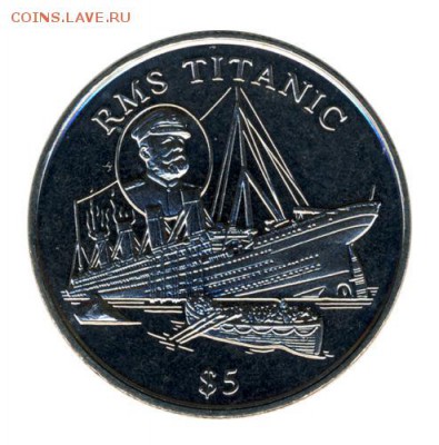 Крона Шайба Либерия 5$ долларов 1998 Титаник - s-l500