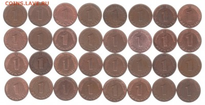 1 пфенниг ФРГ 32 шт.1950-1995 погодовка до 20.02 в 22.00 - IMG_0001