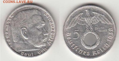 Третий Рейх 5 марок 1938г G до 24.02. 22-00 мск - 13