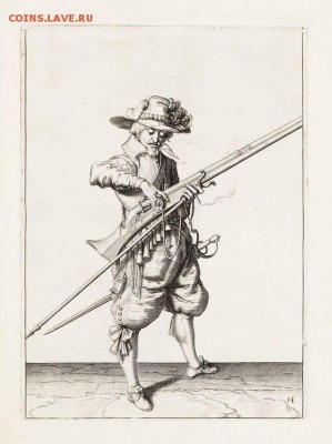 Талеры на оценку. - 640px-Aanwijzing_14_voor_het_hanteren_van_het_musket_-_V_lont_afneemt_(Jacob_de_Gheyn,_1607)