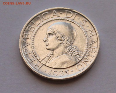 Сан Марино 5 лир 1935. СЕРЕБРО. ТИРАЖ - 200 000. - 8