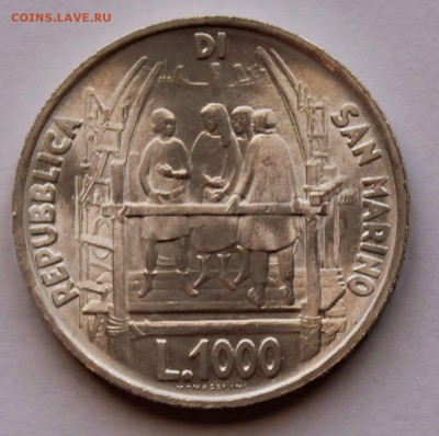 Сан Марино 1000 лир 1977. СЕРЕБРО. ТИРАЖ - 180 000. - 3