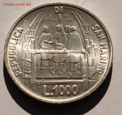 Сан Марино 1000 лир 1977. СЕРЕБРО. ТИРАЖ - 180 000. - 2