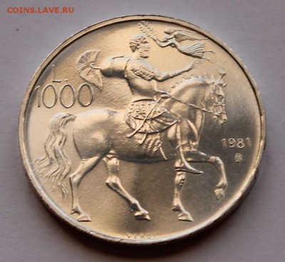 Сан Марино 1000 лир 1981. СЕРЕБРО. ТИРАЖ - 65 878 - 4