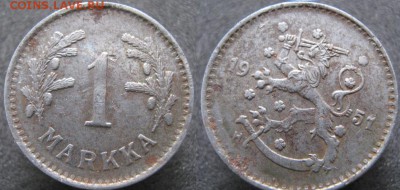 19.Разная инострань по фиксу - 19.16. -Финляндия 1 марка 1951    634