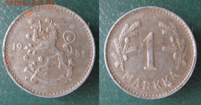 19.Разная инострань по фиксу - 19.17. -Финляндия 1 марка 1951