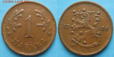 19.Разная инострань по фиксу - 19.20. -Финляндия 1 марка 1950 H    3231