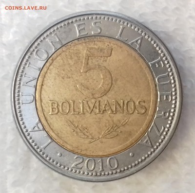 БОЛИВИЯ 5 боливиано 2010 (БИМ) до 1 мар. 22-00 мск - БОЛИВИЯ 5 боливиано 2010 -513-20170215_110312