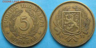 19.Разная инострань по фиксу - 19.22. -Финляндия 5 марок 1931 S    3308