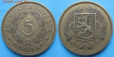 19.Разная инострань по фиксу - 19.24. -Финляндия 5 марок 1935    5041