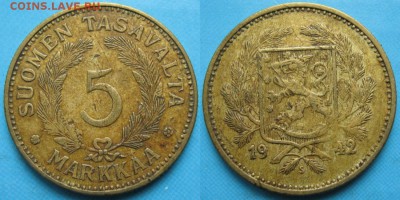 19.Разная инострань по фиксу - 19.27. -Финляндия 5 марок 1942 S    3313