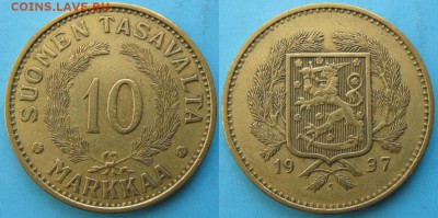 19.Разная инострань по фиксу - 19.39. -Финляндия 10 марок 1937    130-ак13-3113