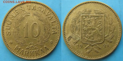 19.Разная инострань по фиксу - 19.40. -Финляндия 10 марок 1938    130-ак120-3120