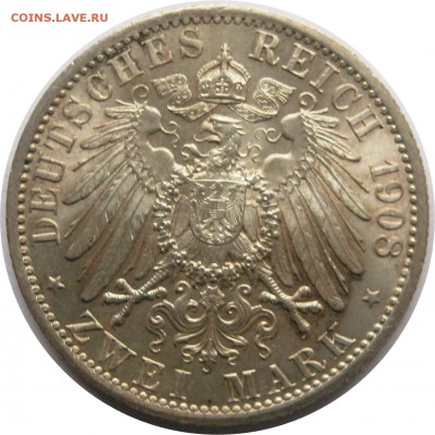 Германия, 2 марки, 1908, Саксен-Веймар-Эйзенах до 09.03 - lot-242277-2