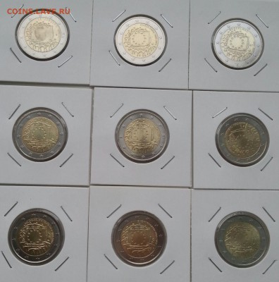 Дёшево! Старт 3500р! 2 ЕВРО 30 лет флагу. 21шт UNC до 04.03 - в