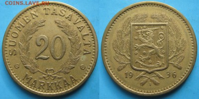 19.Разная инострань по фиксу - 19.45. -Финляндия 20 марок 1936    130-ак17-3103