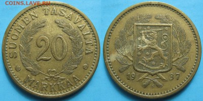 19.Разная инострань по фиксу - 19.46. -Финляндия 20 марок 1937    132-ак11-3343
