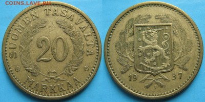19.Разная инострань по фиксу - 19.47. -Финляндия 20 марок 1937    133-ак17-3341