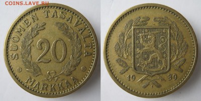 19.Разная инострань по фиксу - 19.49. -Финляндия 20 марок 1939    114-ак17-648